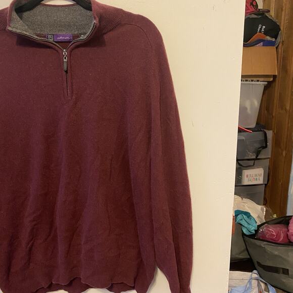Saks Fifth Avenue Sweater Mens XL 100% Cashmere 1/4 Zip Pullover Luxury Preppy - Picture 5 of 7